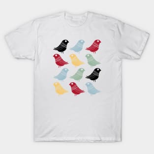 Colorful Abstract Birds Scandinavian Mid Mod T-Shirt